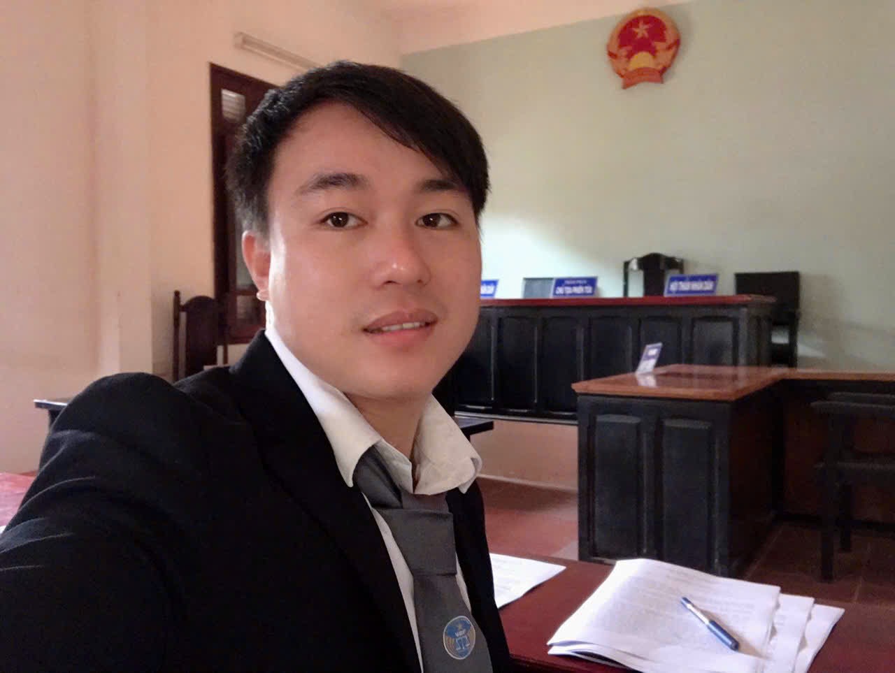 Luật sư Lê Ngọc Nam tại phòng xử án